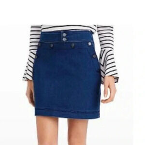 CLUB MONACO | Cotton Blue Denim Sailor Snap Mini Skirt Size 2
